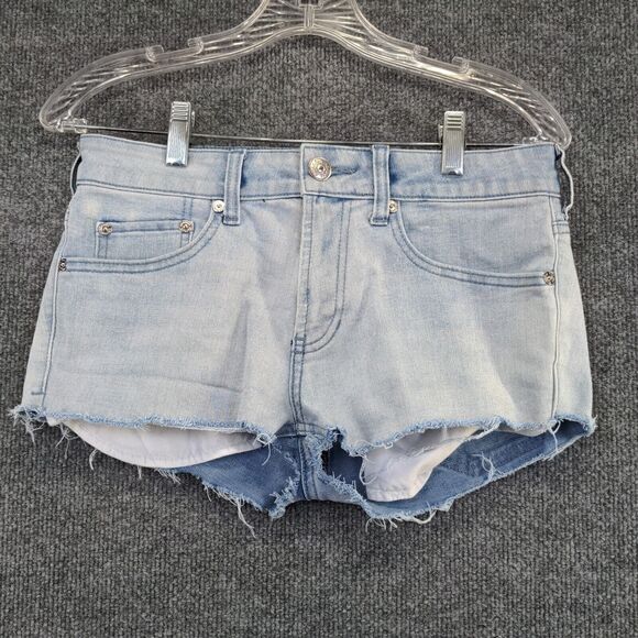 Pacsun Women's Active Stretch Skinniest Cut Off Jean Shorts Blue Size 28 - Picture 6 of 13